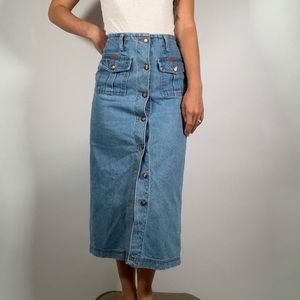 Vintage 1990s Denim Button Down Skirt